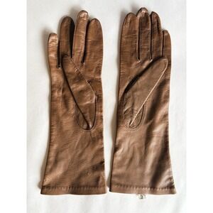 Vintage‎ VTG Bloomingdales Brown Leather Gloves Made in Italy Womens 6.5